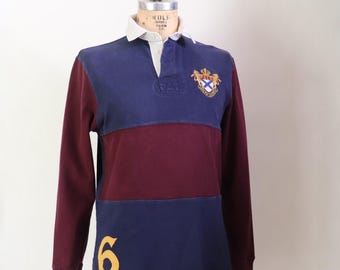 Polo Ralph Lauren Vintage Rugby-Style Patchwork Long Sleeve Shirt