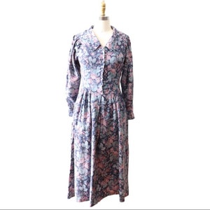 Vintage 80&#39;s Laura Ashley Floral Prarie Dress Made In Great Britain