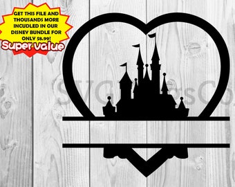 Disney Caste SVG, Disney Heart Castle SVG, Disney Castle Monogram SVG, Disney Castle, Disney Monogram, Disney Font Svg, Disney Cut Files
