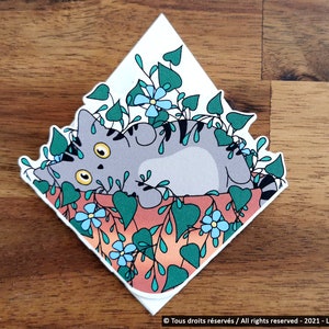Marque-pages recyclés chat dans un pot de fleurs marque-pages de coin signet d'angle Tigré / Tabby