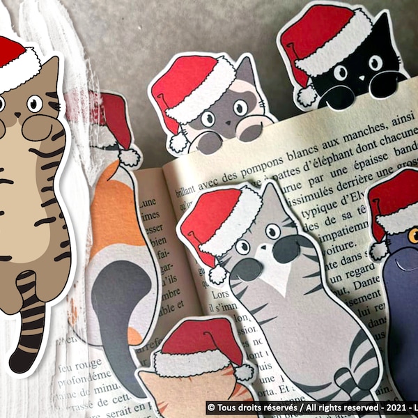 Marque-pages recyclés chats père Noël