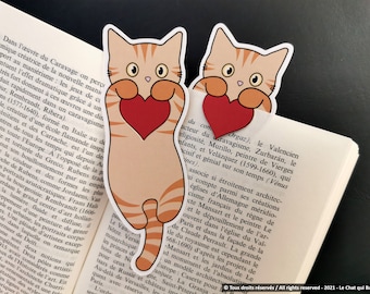 Laminated bookmarks ginger cat in love