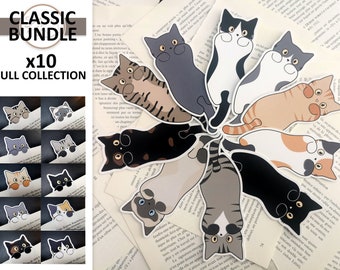 10 gelamineerde boekenleggers, complete collectie - Klassieke kattenbundel