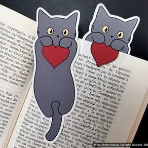 Marque-pages pelliculé chat chartreux amoureux image 1