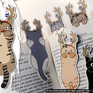 Recycled Christmas Reindeer Cats Bookmarks