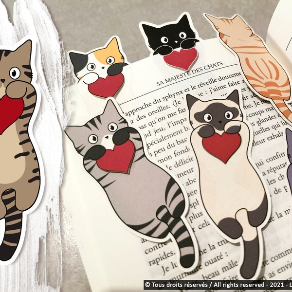 Marque-pages recyclés chats amoureux