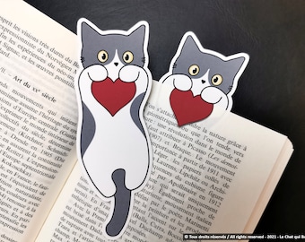 Gray and white cat in love laminated bookmarks