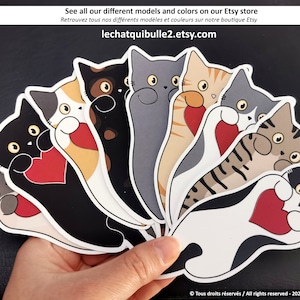 3 marque-pages pelliculés au choix Bundle chats amoureux image 3