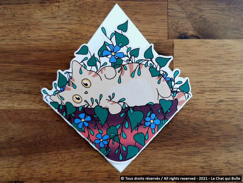 Marque-pages recyclés chat dans un pot de fleurs marque-pages de coin signet d'angle Roux / Ginger