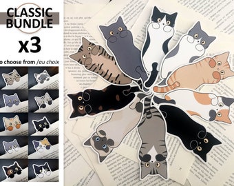 3 gelamineerde boekenleggers naar keuze - Klassieke kattenbundel