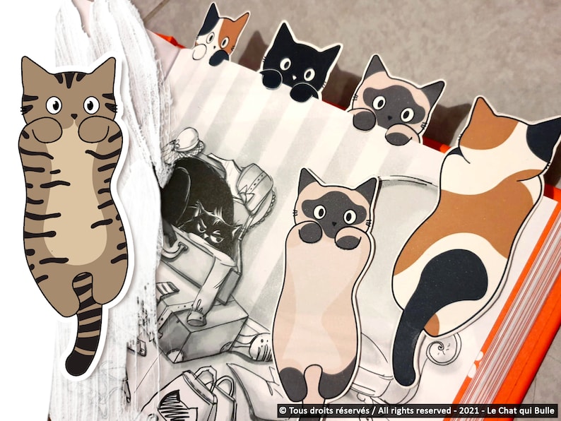 Classic cat bookmarks, recycled cardboard 