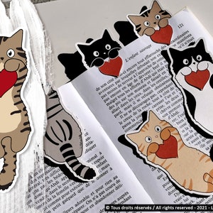 Marque-pages recyclés chats amoureux poils longs