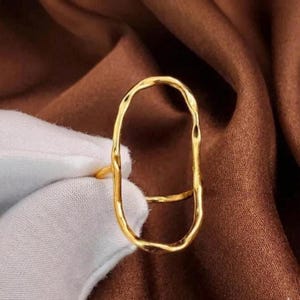 Large Open Circle Oval Ring, Oversized Oval Ring, 18k Gold Filled Open Oval Ring, Hammered Oval Statement Ring, Handmade Ring, Gift for her