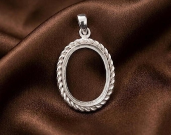 925 Sterling Silver Pendant, 6x8mm Pendant, Semi Mount Pendant, Empty Blank Bezel Setting, Mountain Base Holder Without Stone DIY Inlay