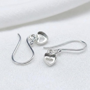 Blank Bezel Heart Dangle Earring Settings, 925 Sterling Silver Love Heart Drop Earring, Without Stone Tiny DIY breast milk, Memorial Jewelry