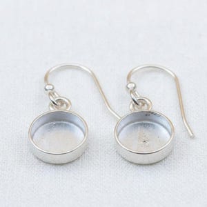 Blank Bezel Round Dangle Earring Settings, 925 Sterling Silver Earring, Without Stone Tiny DIY breast milk, Memorial Jewelry