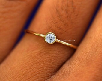 Anillo fino con piedra natal solitaria, en plata de ley 925, anillo apilable, anillo de piedra preciosa personalizado, anillo para uso diario, regalo personalizado para ella