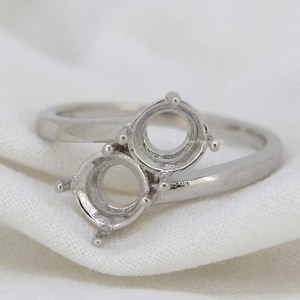 Anillo de plata de ley 925 con montura semiesférica, anillo redondo de doble engaste de 5 x 5 mm, Moi et Toi. Ideal para resina y cenizas. Engaste para la fabricación de anillos.