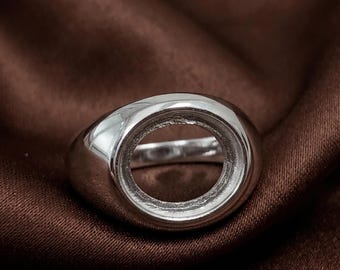 Sterling Silver Oval Bezel Ring Setting, DIY Jewelry Supplies