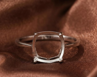 925 Sterling Silver Solitaire Ring, 6MM Cushion Prong Ring Settings, Semi mount Ring, DIY Making Supplier Ring, For women