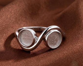 4MM Keepsake Breast Milk Resin Round Ring Settings Stackable Double Stones Round S Type Design Ring, Sterling Silver Ring, DIY Ring Bezel