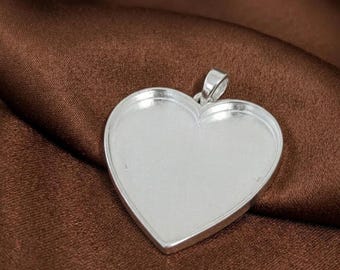 Minimalist Keepsake Breast Milk Resin Heart Bezel Pendant Blank Settings, Gold Plated Charm Pendant, DIY Finding Jewelry making supplies