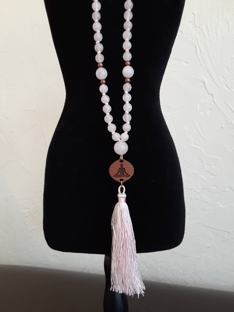 Rose Quartz Lotus Pose Mala Neckalace
