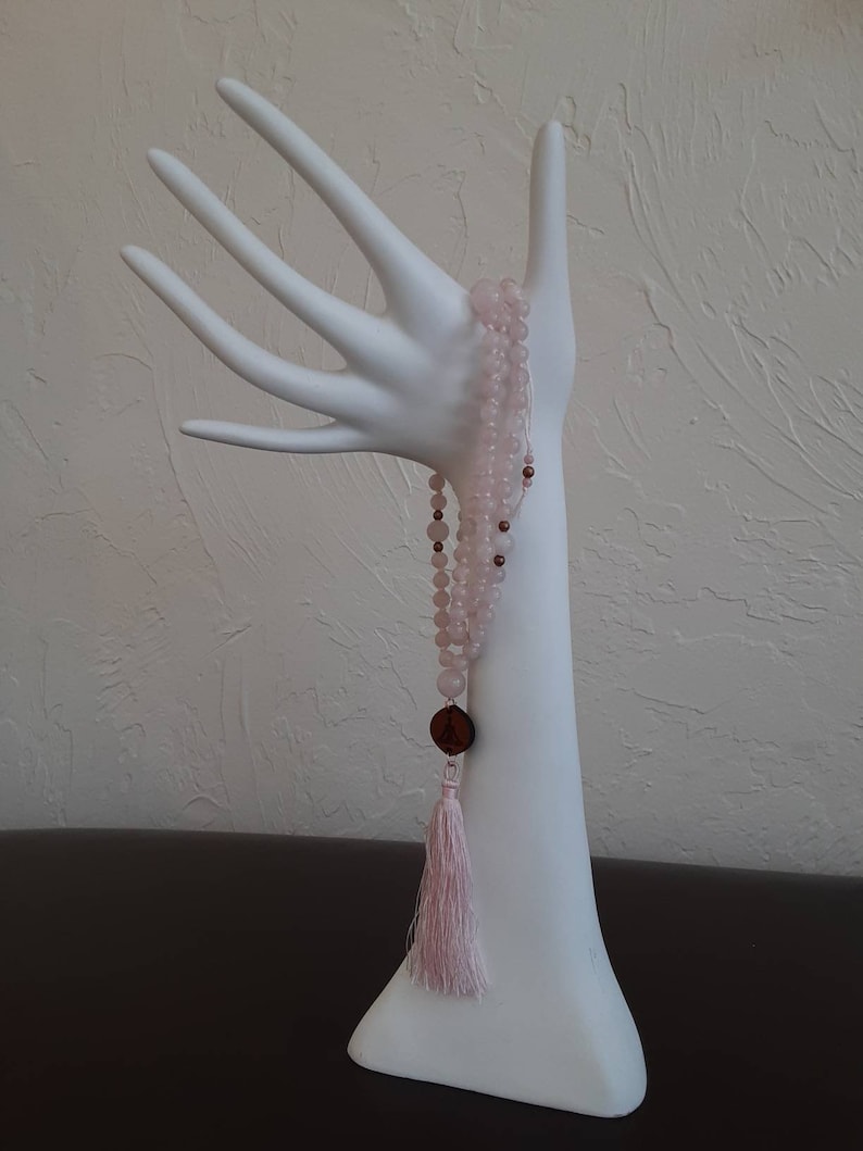 Rose Quartz Lotus Pose Mala Neckalace