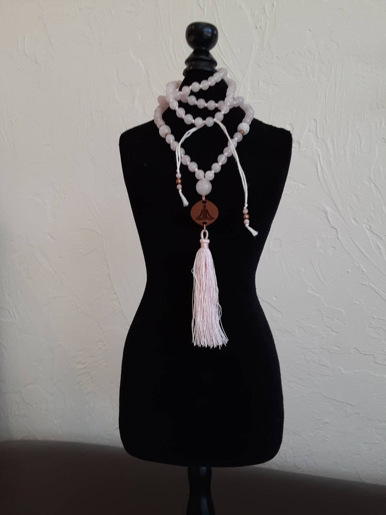Rose Quartz Lotus Pose Mala Neckalace