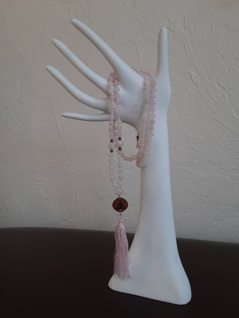 Rose Quartz Lotus Pose Mala Neckalace