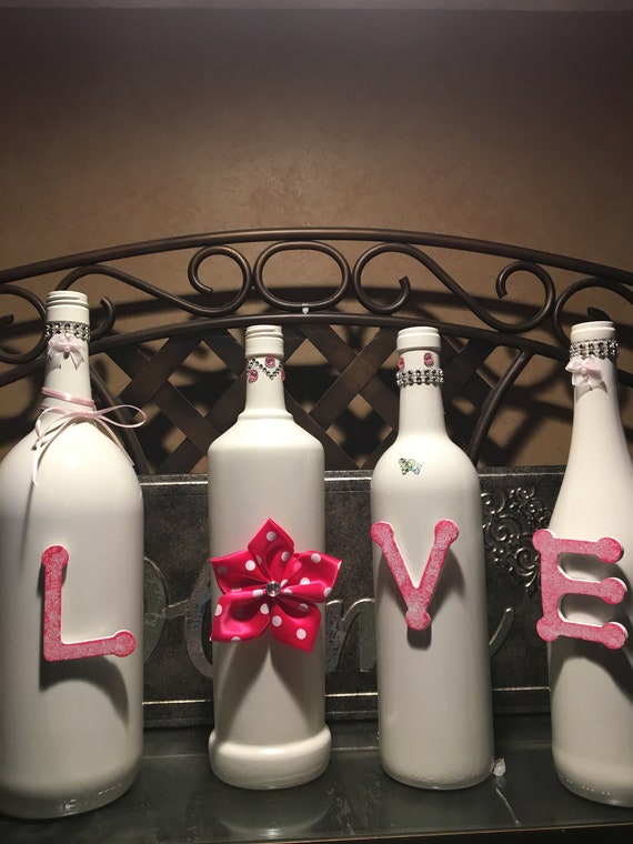 Wine Bottle Decor Love Themed Party Decor Engagement Etsy
