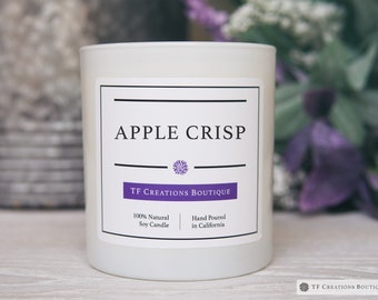 Apple Crisp Wooden Wick Soy Candle, Natural Soy Wax, Vegan Candle, Apple Pie Candle, Cinnamon Nutmeg Scent, Fall Scent, Holiday Candle