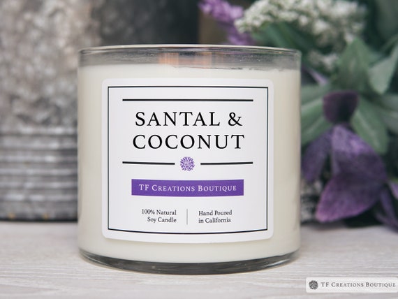 Santal and Coconut Candle, 100% Soy Candle, Handmade, Beach Candle, Friend Gift, Birthday Gift, Candle Gift, Thank You, Gift Box, Sandalwood