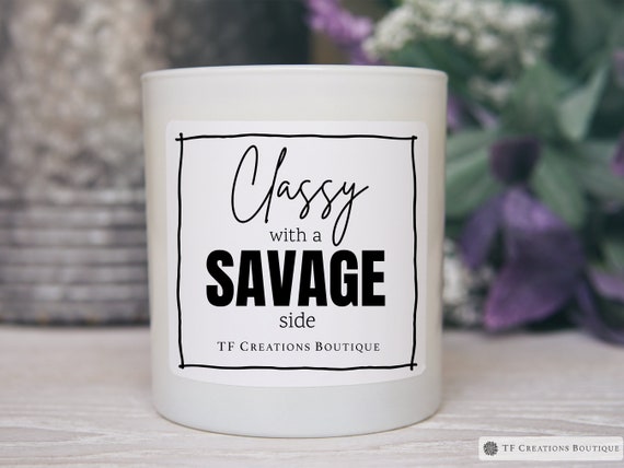 Funny Candles, Classy with a Side of Sassy, Handmade Soy Wax Candles, Cute Candles, Gift for Her, Best Friend Gifts, Candle gift box, Savage