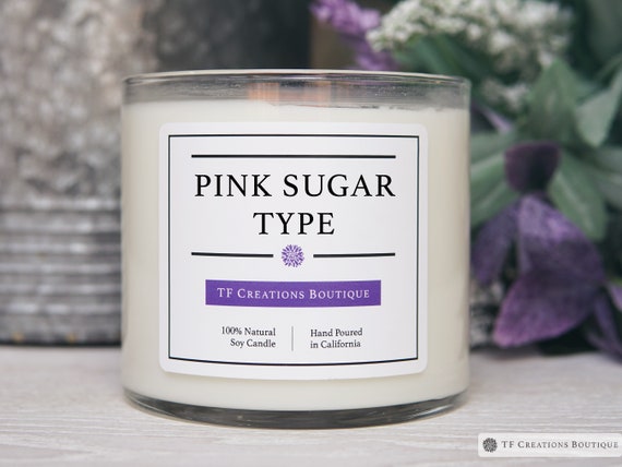 Pink Sugar Type Wooden Wick Soy Candle Lg, Lily Scented Candles, Gifts for friends, Candle Gift Box, Floral Candles, Vanilla Scented Candles