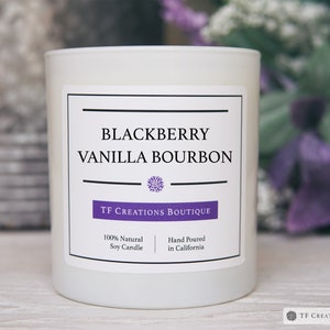 Bourbon Soy Candle, Soy Wax Candle, Hand Poured Soy Wax, Vanilla Candle, Blackberry Candle, Liquor Candle, Whisky Candle, Housewarming Gift