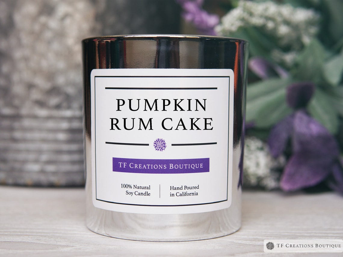 Pumpkin Rum Cake Soy Candle Cinnamon Scent Fall Scented Etsy