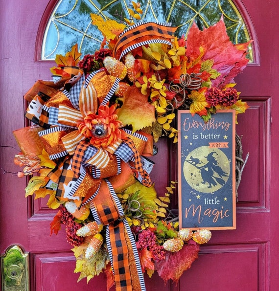 Halloween Wreath, Fall Halloween Wreath, Halloween Decor, Witch Themed Decor, Front Door Wreaths, Ghost and Spooky Wreaths, Pumpkin Wreaths