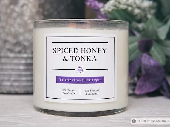 Spiced Honey and Tonka Wooden Wick Soy Wax Candle, Hand Poured Soy, Warm Candle, Honey Candle, Woody Candles, Comfort Candles, Home Gifts
