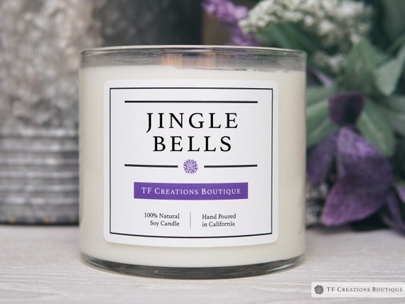 Jingle Bells Wooden Wick Soy Candle, Pomegranate Candle, Christmas Candle, Cherries, Large Candle, Holiday Candle, Santa Candle, Jingle Bell