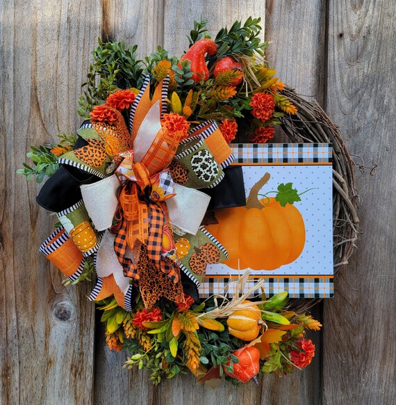 Grapevine Fall Wreath, Pumpkin Grapevine Wrath, Thanksgiving Decor, Fall Home Decor, Fall Floral Wreath, Front Door Wreath, Halloween Wreath