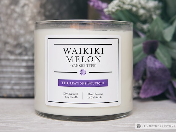 Waikiki Melon Yankee Type Wooden Wick Soy Candle, Natural Soy Wax, Vegan Candle, Melon Candle, Orange Fruit Candle, Tropical Scented Candle