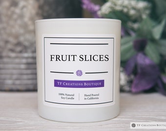 Fruit Slices Candle, Wooden Wick Candle, Soy Wax, Grapefruit Candle, Strawberry Candle, Vanilla Candle, Fruit Candle, Holiday Candle, 9oz