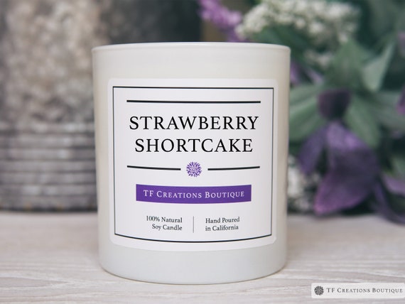 Strawberry Shortcake Wooden Wick Soy Candle, Natural Soy Wax, Vegan Candle, Strawberry Cake Scent, Vanilla Cake Candle, Dessert Candle
