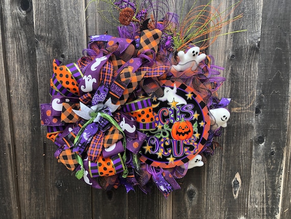 Halloween Wreath, Ghost Halloween Wreath, Halloween Decor, Fall Home Decor, Halloween Decor, Witch Decor, Housewarming Gift, Fall Wreath