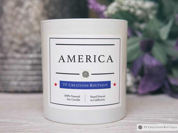 America Wooden Wick Soy Candle, Country Apples Candle, USA Candle, Patriotic Candle, July 4 Candle, Red White Blue Candle, America Decor