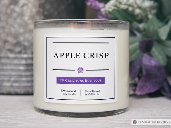 Apple Crisp Wooden Wick Soy Candle, Natural Soy Wax, Large 17oz Candle, Vegan Candle, Apple Pie Candle, Fall Scent, Holiday Candle, Giftbox