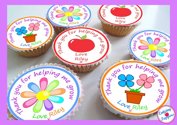 12 X 2 Inch Thank You Personalised Edible Cupcake Toppers Etsy