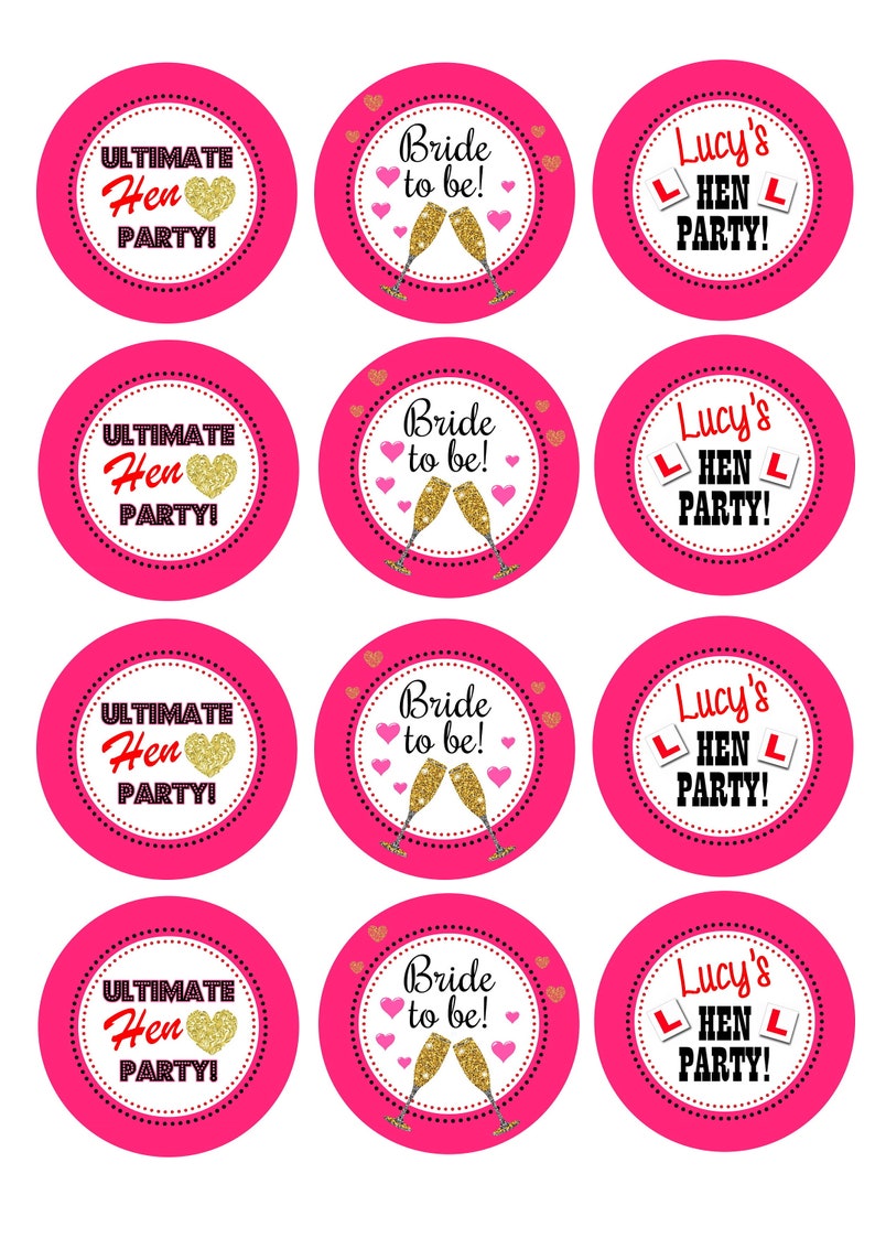 Hen Party Pink Personalised Edible Cupcake Toppers Etsy UK