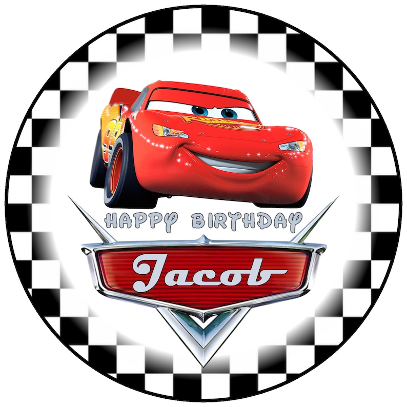 1 x 7.5 inch Lightning McQueen Personalised Edible Cake Topper | Etsy